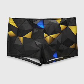 Мужские купальные плавки 3D с принтом Black yellow geometry в Тюмени, Полиэстер 85%, Спандекс 15% |  | 