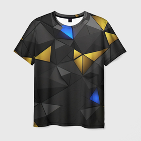 Мужская футболка 3D с принтом Black yellow geometry в Кировске, 100% полиэфир | прямой крой, круглый вырез горловины, длина до линии бедер | 