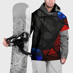 Накидка на куртку 3D с принтом Black blue red elements в Белгороде, 100% полиэстер |  | Тематика изображения на принте: 