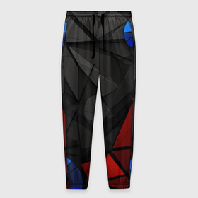 Мужские брюки 3D с принтом Black blue red elements , 100% полиэстер | манжеты по низу, эластичный пояс регулируется шнурком, по бокам два кармана без застежек, внутренняя часть кармана из мелкой сетки | 