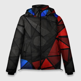 Мужская зимняя куртка 3D с принтом Black blue red elements в Белгороде, верх — 100% полиэстер; подкладка — 100% полиэстер; утеплитель — 100% полиэстер | длина ниже бедра, свободный силуэт Оверсайз. Есть воротник-стойка, отстегивающийся капюшон и ветрозащитная планка. 

Боковые карманы с листочкой на кнопках и внутренний карман на молнии. | 
