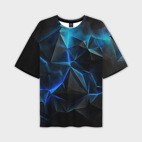 Мужская футболка oversize 3D с принтом blue abstract ice в Кировске,  |  | 