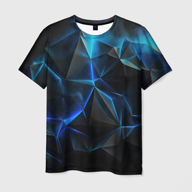 Мужская футболка 3D с принтом blue abstract ice , 100% полиэфир | прямой крой, круглый вырез горловины, длина до линии бедер | Тематика изображения на принте: 