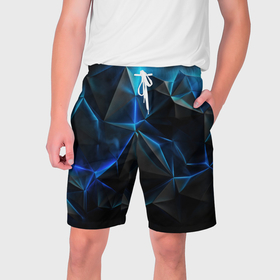 Мужские шорты 3D с принтом blue abstract ice в Петрозаводске,  полиэстер 100% | прямой крой, два кармана без застежек по бокам. Мягкая трикотажная резинка на поясе, внутри которой широкие завязки. Длина чуть выше колен | 