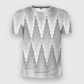 Мужская футболка 3D Slim с принтом Серые длинные ромбы в Санкт-Петербурге, 100% полиэстер с улучшенными характеристиками | приталенный силуэт, круглая горловина, широкие плечи, сужается к линии бедра | 