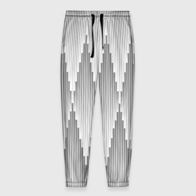 Мужские брюки 3D с принтом Серые длинные ромбы в Санкт-Петербурге, 100% полиэстер | манжеты по низу, эластичный пояс регулируется шнурком, по бокам два кармана без застежек, внутренняя часть кармана из мелкой сетки | Тематика изображения на принте: 