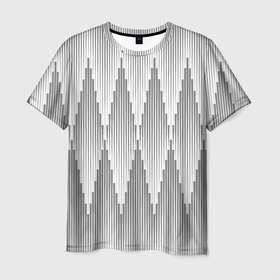 Мужская футболка 3D с принтом Серые длинные ромбы в Санкт-Петербурге, 100% полиэфир | прямой крой, круглый вырез горловины, длина до линии бедер | Тематика изображения на принте: 