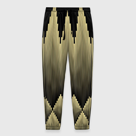 Мужские брюки 3D с принтом Золотые ромбы на черном , 100% полиэстер | манжеты по низу, эластичный пояс регулируется шнурком, по бокам два кармана без застежек, внутренняя часть кармана из мелкой сетки | Тематика изображения на принте: 