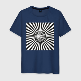Мужская футболка хлопок с принтом Черно белая иллюзия   Полосатый фон в Екатеринбурге, 100% хлопок | прямой крой, круглый вырез горловины, длина до линии бедер, слегка спущенное плечо. | 