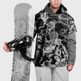 Накидка на куртку 3D с принтом Мифические божества и единороги в розах в Новосибирске, 100% полиэстер |  | 