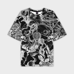 Мужская футболка oversize 3D с принтом Мифические божества и единороги в розах в Курске,  |  | 