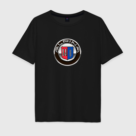 Мужская футболка хлопок Oversize с принтом Alpina   logotype в Кировске, 100% хлопок | свободный крой, круглый ворот, “спинка” длиннее передней части | 