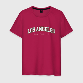 Мужская футболка хлопок с принтом Los Angeles California в Курске, 100% хлопок | прямой крой, круглый вырез горловины, длина до линии бедер, слегка спущенное плечо. | Тематика изображения на принте: 