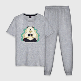 Мужская пижама хлопок с принтом Дзен панда в Екатеринбурге, 100% хлопок | брюки и футболка прямого кроя, без карманов, на брюках мягкая резинка на поясе и по низу штанин
 | 
