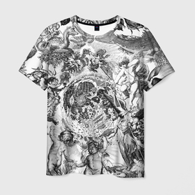 Мужская футболка 3D с принтом Тату битвы ангелов и демонов в Кировске, 100% полиэфир | прямой крой, круглый вырез горловины, длина до линии бедер | Тематика изображения на принте: 