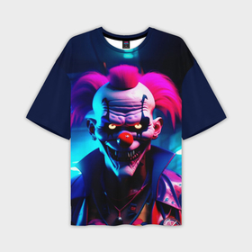 Мужская футболка oversize 3D с принтом Злобный клоун киберпанк в Санкт-Петербурге,  |  | Тематика изображения на принте: 