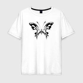 Мужская футболка хлопок Oversize с принтом Силуэт бабочки , 100% хлопок | свободный крой, круглый ворот, “спинка” длиннее передней части | 