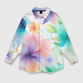 Мужская рубашка oversize 3D с принтом Акварельные цветы   нейросеть в Петрозаводске,  |  | Тематика изображения на принте: 