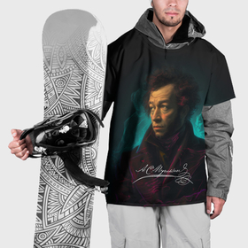 Накидка на куртку 3D с принтом Пушкин неоновый свет в Курске, 100% полиэстер |  | Тематика изображения на принте: 