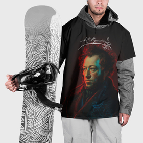 Накидка на куртку 3D с принтом Пушкин в неоновом свете в Екатеринбурге, 100% полиэстер |  | Тематика изображения на принте: 
