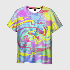 Мужская футболка 3D с принтом Flash of colors , 100% полиэфир | прямой крой, круглый вырез горловины, длина до линии бедер | Тематика изображения на принте: 