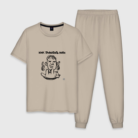 Мужская пижама хлопок с принтом побесить любителей котиков в Тюмени, 100% хлопок | брюки и футболка прямого кроя, без карманов, на брюках мягкая резинка на поясе и по низу штанин
 | 