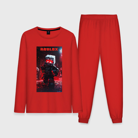 Мужская пижама с лонгсливом хлопок с принтом Roblox red style в Тюмени,  |  | Тематика изображения на принте: 