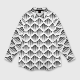 Мужская рубашка oversize 3D с принтом Ромбы из черных треугольников в Белгороде,  |  | 