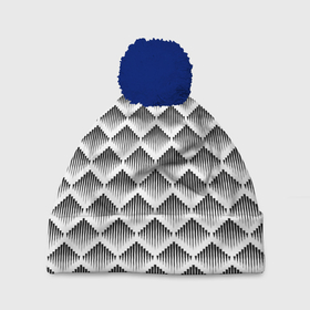 Шапка 3D c помпоном с принтом Ромбы из черных треугольников в Белгороде, 100% полиэстер | универсальный размер, печать по всей поверхности изделия | 