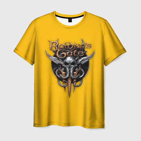 Мужская футболка 3D с принтом Baldurs Gate III logo в Белгороде, 100% полиэфир | прямой крой, круглый вырез горловины, длина до линии бедер | 