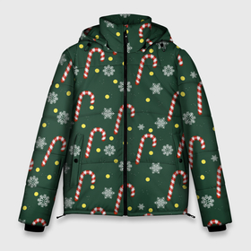 Мужская зимняя куртка 3D с принтом рождественский леденец и снежинки узор в Екатеринбурге, верх — 100% полиэстер; подкладка — 100% полиэстер; утеплитель — 100% полиэстер | длина ниже бедра, свободный силуэт Оверсайз. Есть воротник-стойка, отстегивающийся капюшон и ветрозащитная планка. 

Боковые карманы с листочкой на кнопках и внутренний карман на молнии. | 
