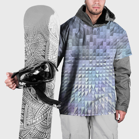 Накидка на куртку 3D с принтом Серые и голубые пирамиды в Тюмени, 100% полиэстер |  | 