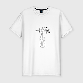 Мужская футболка хлопок Slim с принтом Ваза с глазастым растением в Тюмени, 92% хлопок, 8% лайкра | приталенный силуэт, круглый вырез ворота, длина до линии бедра, короткий рукав | 