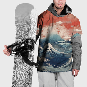 Накидка на куртку 3D с принтом Японское море в ретро стиле в Новосибирске, 100% полиэстер |  | 