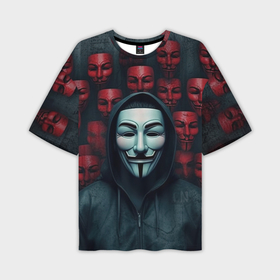 Мужская футболка oversize 3D с принтом Группа  из анонимусов в Екатеринбурге,  |  | Тематика изображения на принте: 