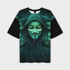 Мужская футболка oversize 3D с принтом Анонимус  зеленый свет в Екатеринбурге,  |  | 