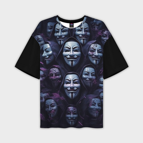 Мужская футболка oversize 3D с принтом Анонимусы паттерн в Екатеринбурге,  |  | Тематика изображения на принте: 