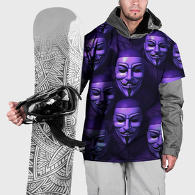 Накидка на куртку 3D с принтом Анонимусы фиолетовый паттерн , 100% полиэстер |  | 