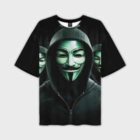 Мужская футболка oversize 3D с принтом Анонимусы  паттерн в Екатеринбурге,  |  | Тематика изображения на принте: 