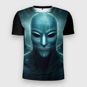 Мужская футболка 3D Slim с принтом Анонимусы   пришельцы в Екатеринбурге, 100% полиэстер с улучшенными характеристиками | приталенный силуэт, круглая горловина, широкие плечи, сужается к линии бедра | Тематика изображения на принте: 