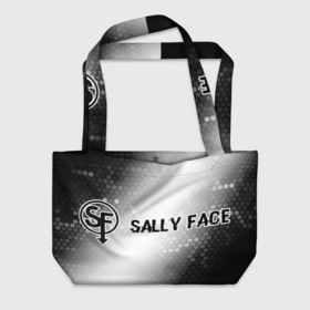 Пляжная сумка 3D с принтом Sally Face glitch на светлом фоне: надпись и символ , 100% полиэстер | застегивается на металлическую кнопку; внутренний карман застегивается на молнию. Стенки укреплены специальным мягким материалом, чтобы защитить содержимое от несильных ударов
 | 