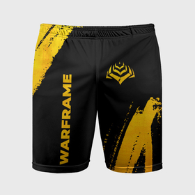 Мужские шорты спортивные с принтом Warframe   gold gradient: надпись, символ в Екатеринбурге,  |  | 