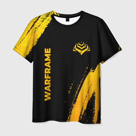 Мужская футболка 3D с принтом Warframe   gold gradient: надпись, символ в Петрозаводске, 100% полиэфир | прямой крой, круглый вырез горловины, длина до линии бедер | 