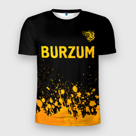 Мужская футболка 3D Slim с принтом Burzum   gold gradient: символ сверху в Новосибирске, 100% полиэстер с улучшенными характеристиками | приталенный силуэт, круглая горловина, широкие плечи, сужается к линии бедра | 