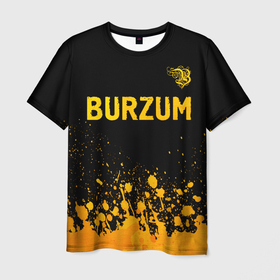Мужская футболка 3D с принтом Burzum   gold gradient: символ сверху в Новосибирске, 100% полиэфир | прямой крой, круглый вырез горловины, длина до линии бедер | 