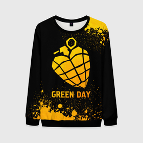 Мужской свитшот 3D с принтом Green Day   gold gradient в Тюмени, 100% полиэстер с мягким внутренним слоем | круглый вырез горловины, мягкая резинка на манжетах и поясе, свободная посадка по фигуре | 
