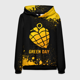 Мужская толстовка 3D с принтом Green Day   gold gradient в Кировске, 100% полиэстер | двухслойный капюшон со шнурком для регулировки, мягкие манжеты на рукавах и по низу толстовки, спереди карман-кенгуру с мягким внутренним слоем. | 