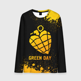Мужской лонгслив 3D с принтом Green Day   gold gradient в Санкт-Петербурге, 100% полиэстер | длинные рукава, круглый вырез горловины, полуприлегающий силуэт | 