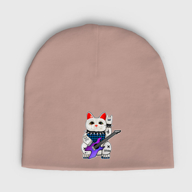 Мужская шапка демисезонная с принтом японский кот нэко с гитарой в Кировске,  |  | Тематика изображения на принте: 