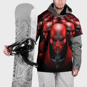 Накидка на куртку 3D с принтом Отряд красных анонимусов в Петрозаводске, 100% полиэстер |  | 